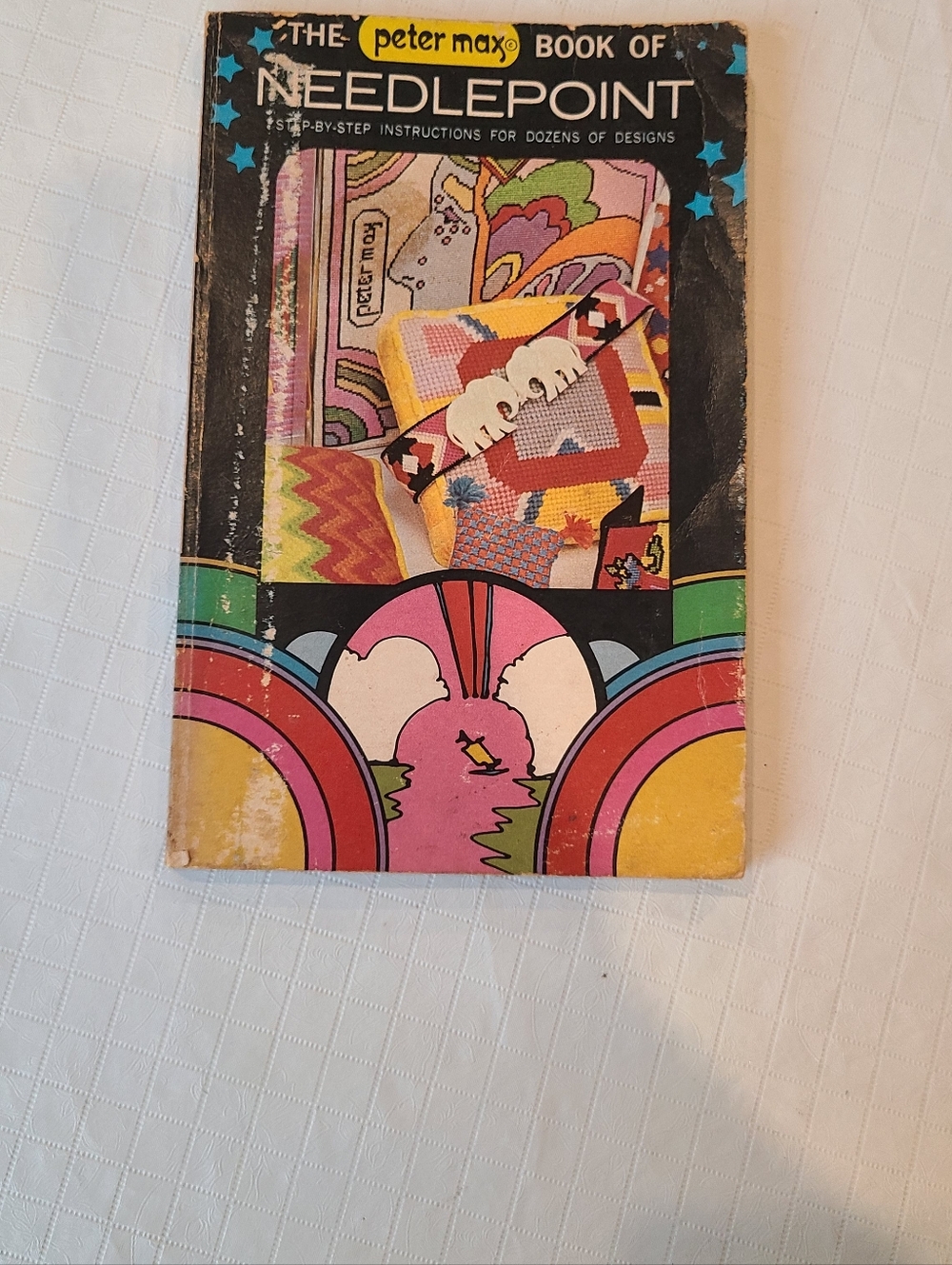 The Peter Max Book of Needlepoint Multicolor Pink Yellow Black Retro Boho - Picture 7 of 14